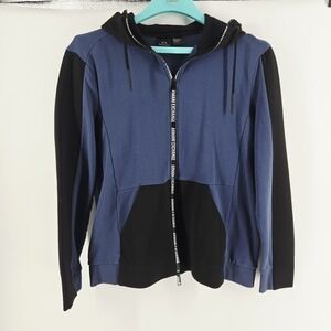 Armani Exchange Hoodie Jacket Adult XL Blue Black Designer Long Sleeve Mens